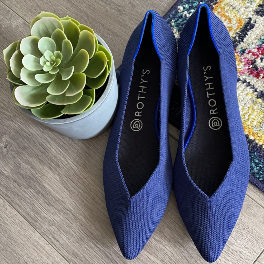 Rothy's Pointed Knit Flats in Royal Blue